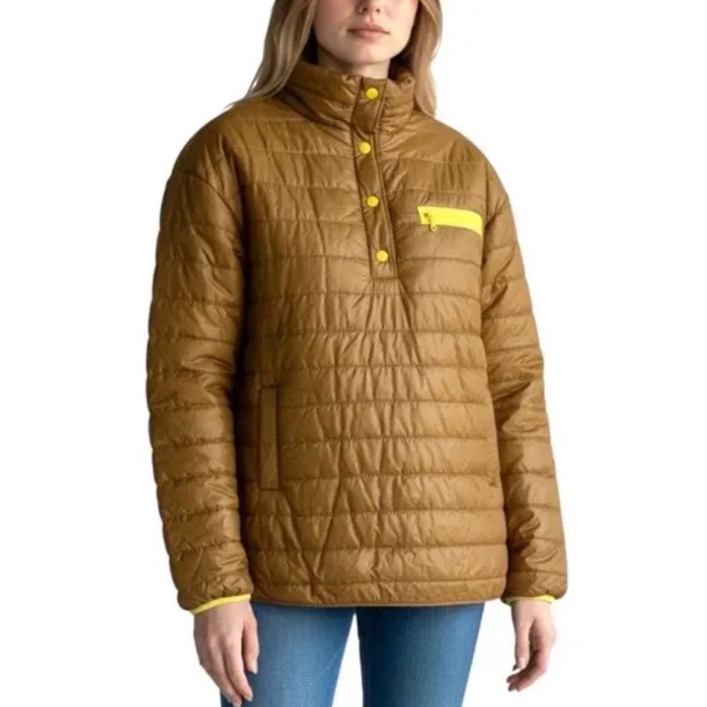 Aerie Brown Puffer Jacket with Yellow Details